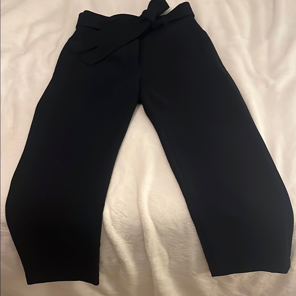 Aritzia Black Ankle length Pants button Waistband & toe belt